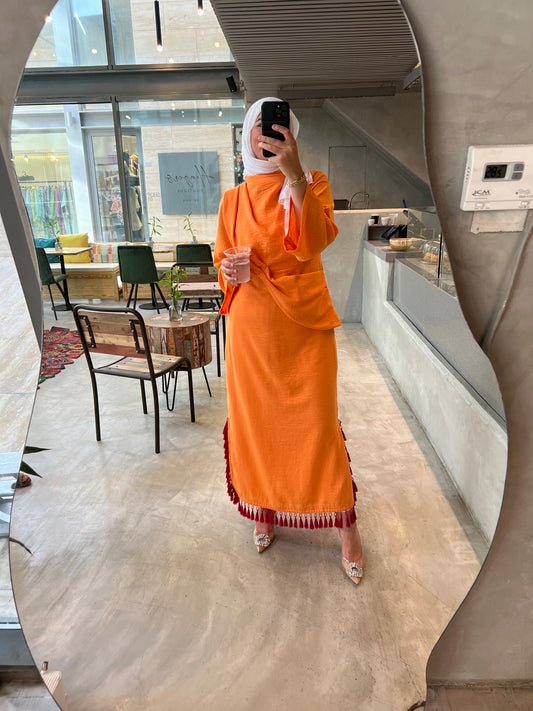 Orange Scrunched Dress
