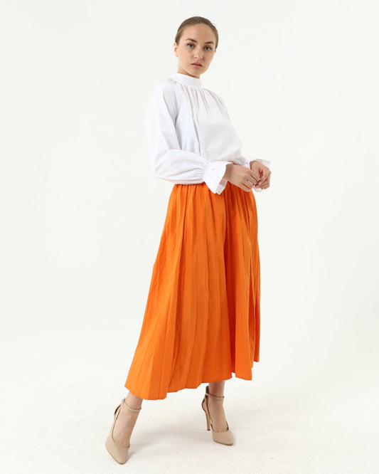 Orange Plisse Skirt