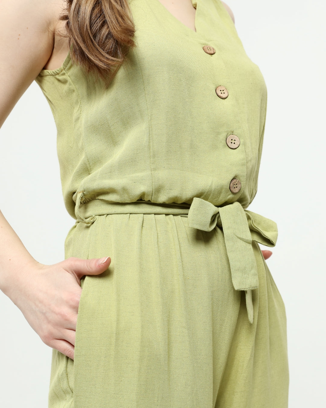 Lime Linen Jumpsuit